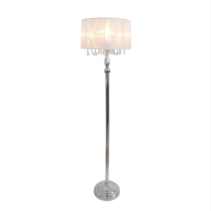 Elegant Designs Trendy Romantic Sheer Shade Lampadaire avec cristaux suspendus|Lampe à pied Elegant Designs de style romantique tendance avec cristaux suspendus|D22D2Y4V