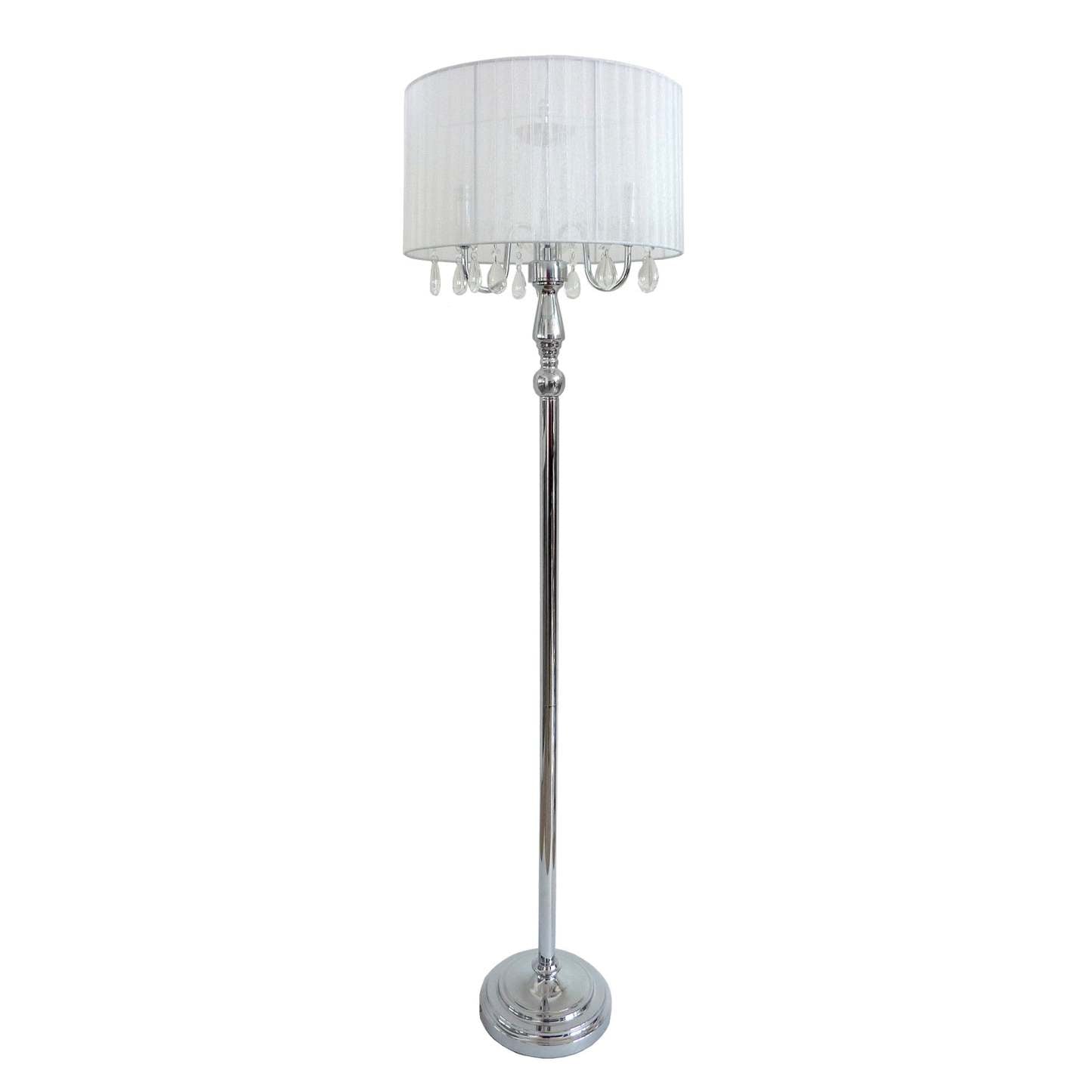 Elegant Designs Trendy Romantic Sheer Shade Lampadaire avec cristaux suspendus|Lampe à pied Elegant Designs de style romantique tendance avec cristaux suspendus|D22D2Y4V
