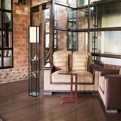 Lampe à pied de Simple Designs avec tablette - noire