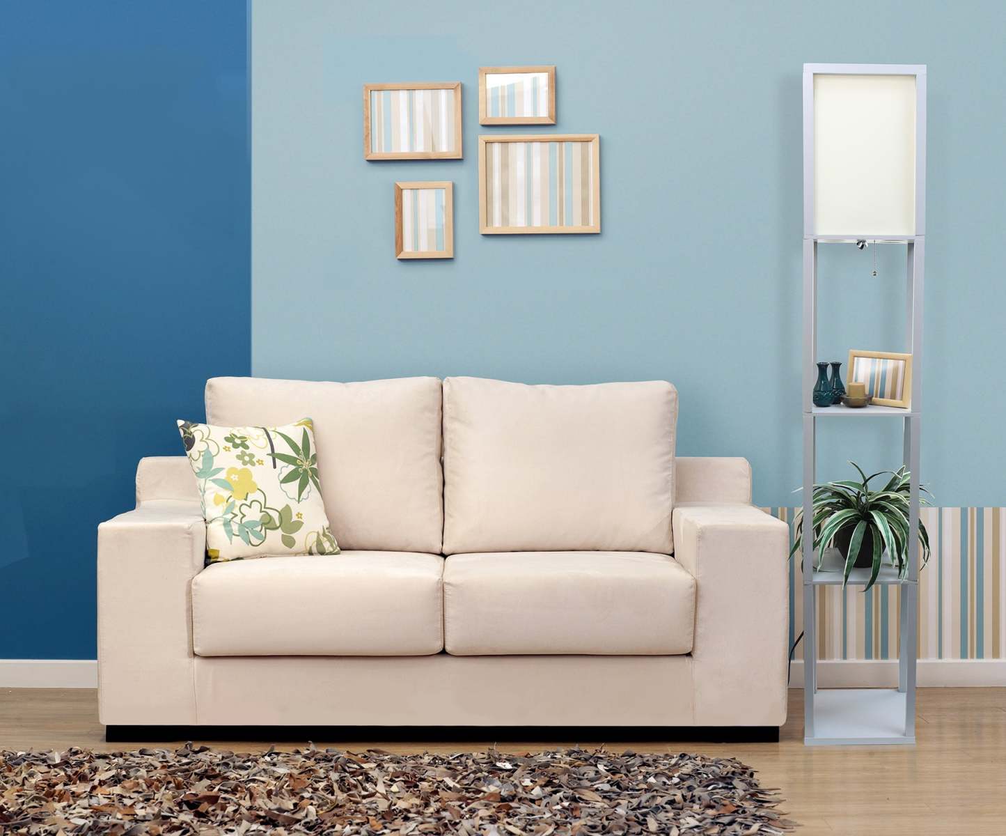 Lampe à pied de Simple Designs avec tablette - grise