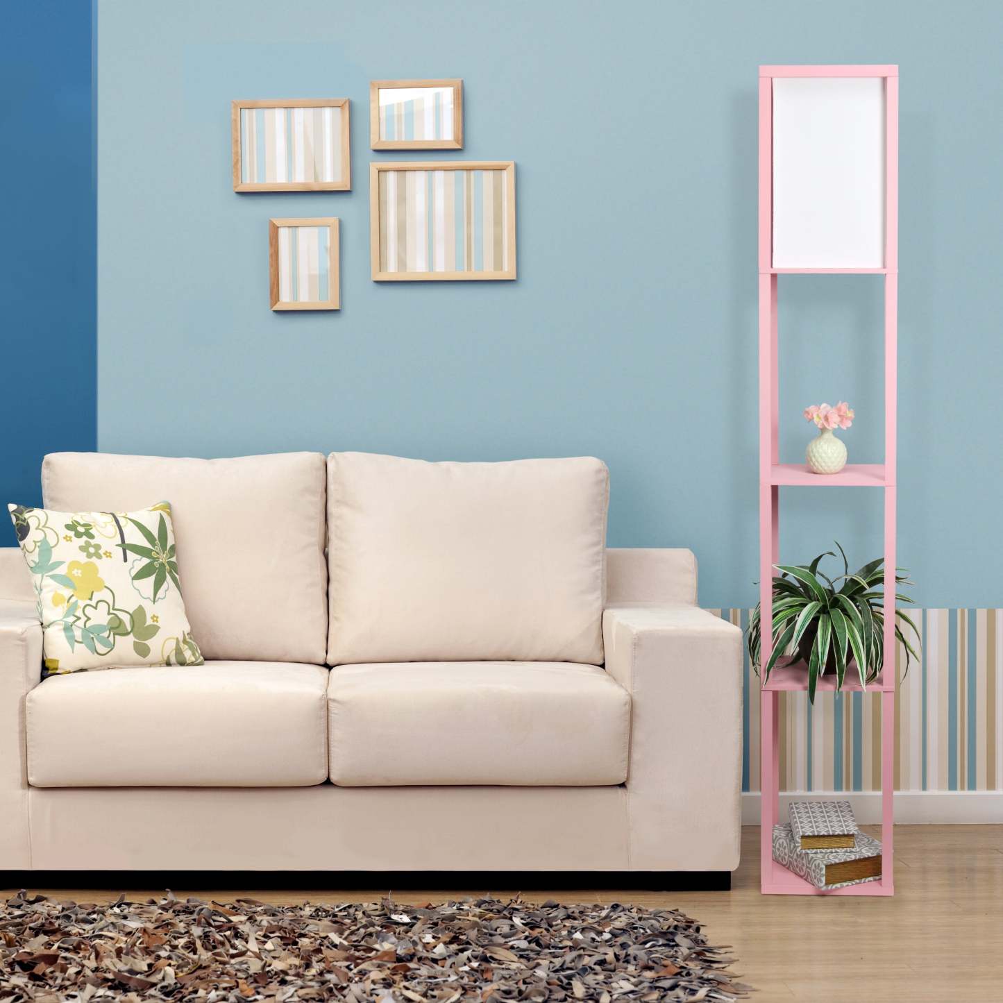 Lampe à pied de Simple Designs avec tablette - rose pâle