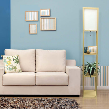 Lampe à pied de Simple Designs avec tablette - brun clair