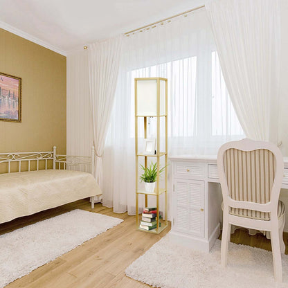 Lampe à pied de Simple Designs avec tablette - brun clair