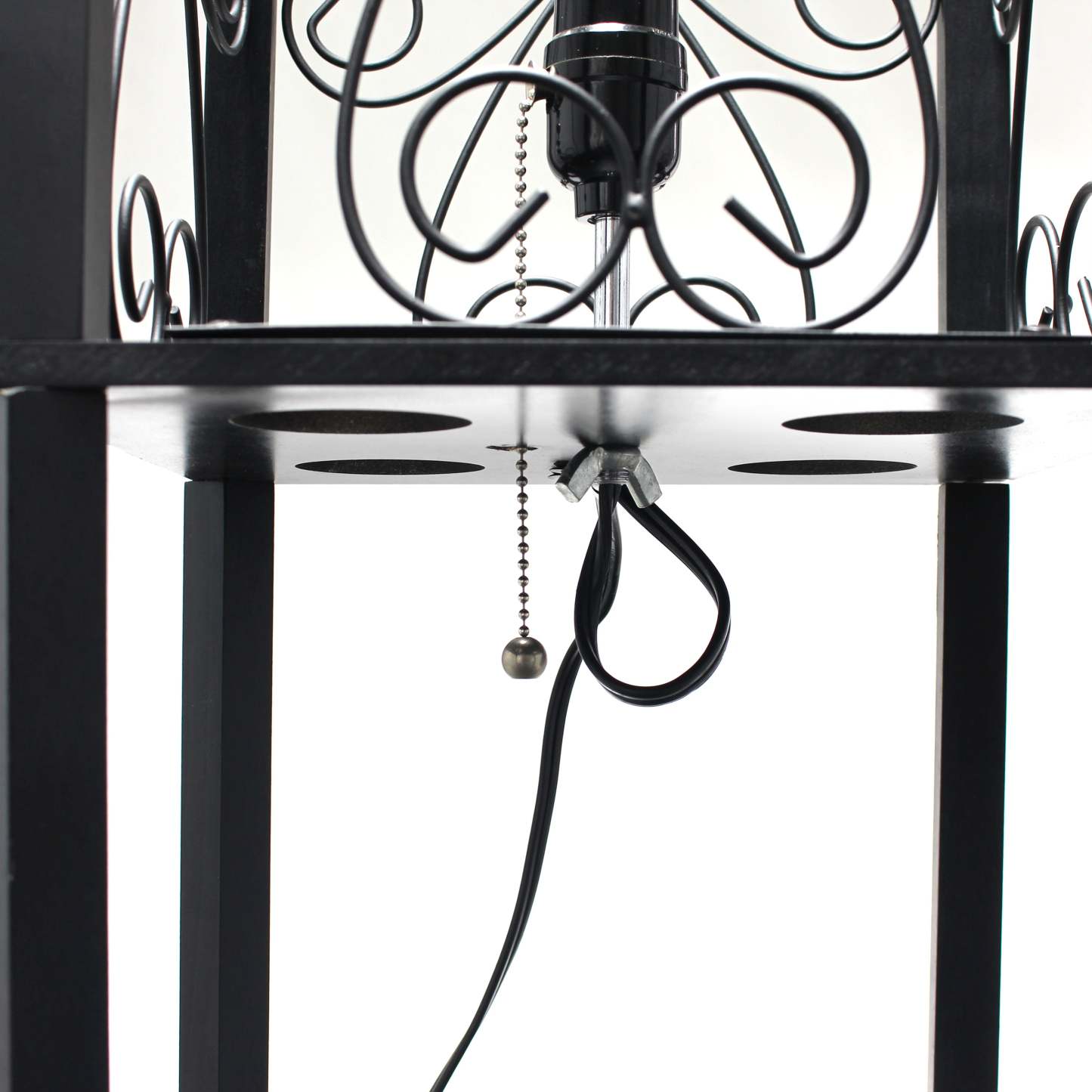 Lampadaire Simple Designs avec étagère et casier à vin - Noir|Lampe à pied de Simple Designs avec tablette et support à vin - noire