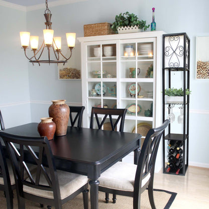 Lampadaire Simple Designs avec étagère et casier à vin - Noir|Lampe à pied de Simple Designs avec tablette et support à vin - noire