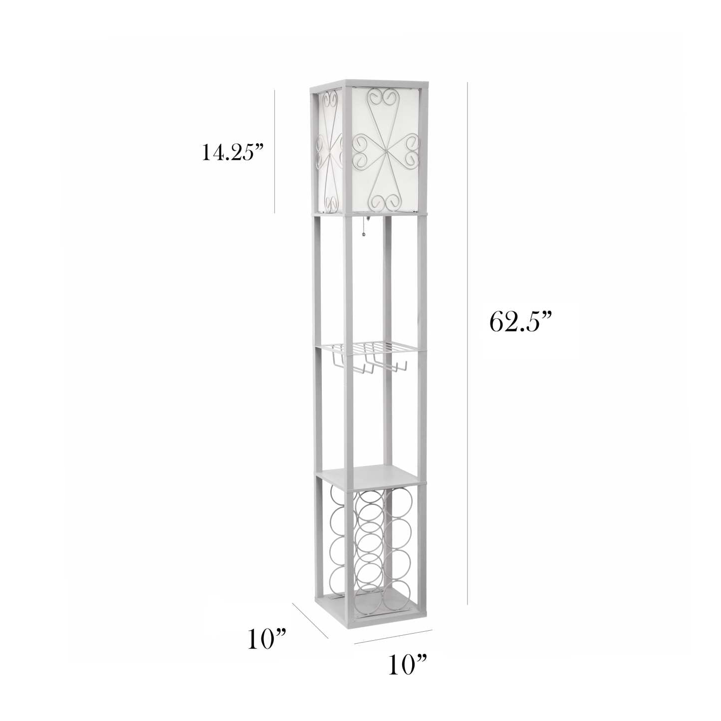 Lampe à pied de Simple Designs avec tablette et support à vin - grise
