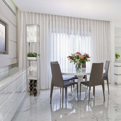 Lampe à pied de Simple Designs avec tablette et support à vin - grise