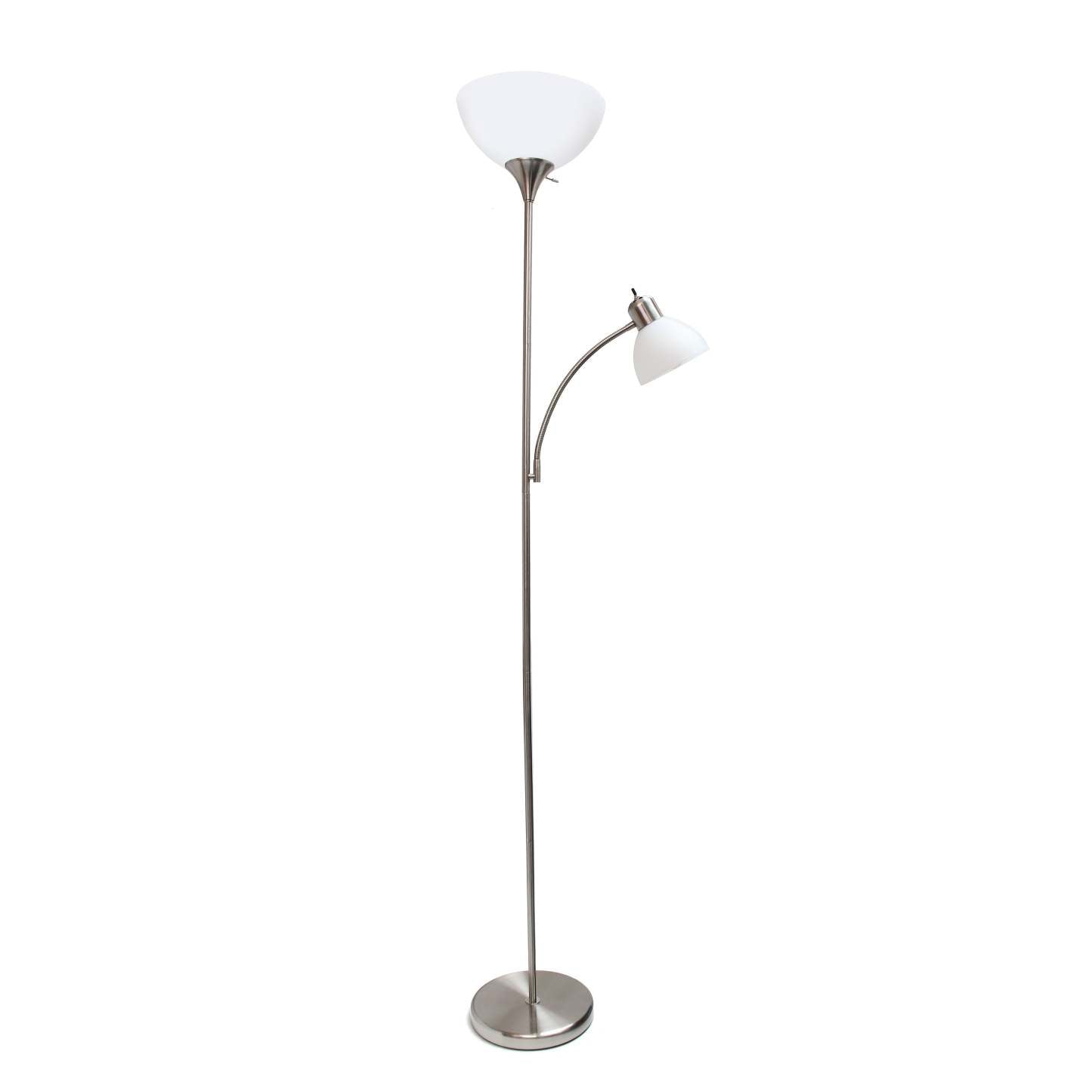 Lampadaire Simple Designs avec Liseuse - Nickel Brossé|Lampe à pied de Simple Designs avec lumière de lecture - nickel brossé