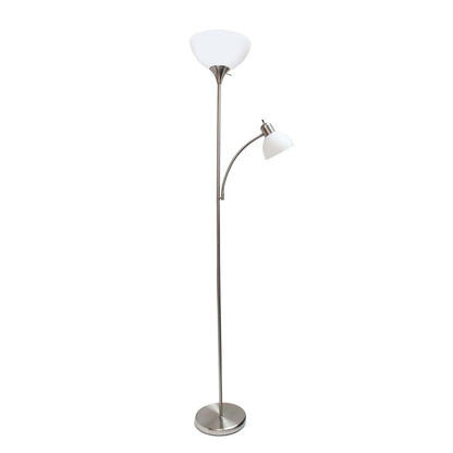 Lampadaire Simple Designs avec Liseuse - Nickel Brossé|Lampe à pied de Simple Designs avec lumière de lecture - nickel brossé