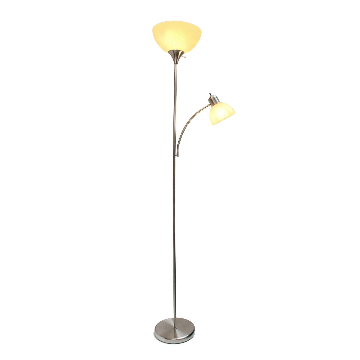 Lampadaire Simple Designs avec Liseuse - Nickel Brossé|Lampe à pied de Simple Designs avec lumière de lecture - nickel brossé