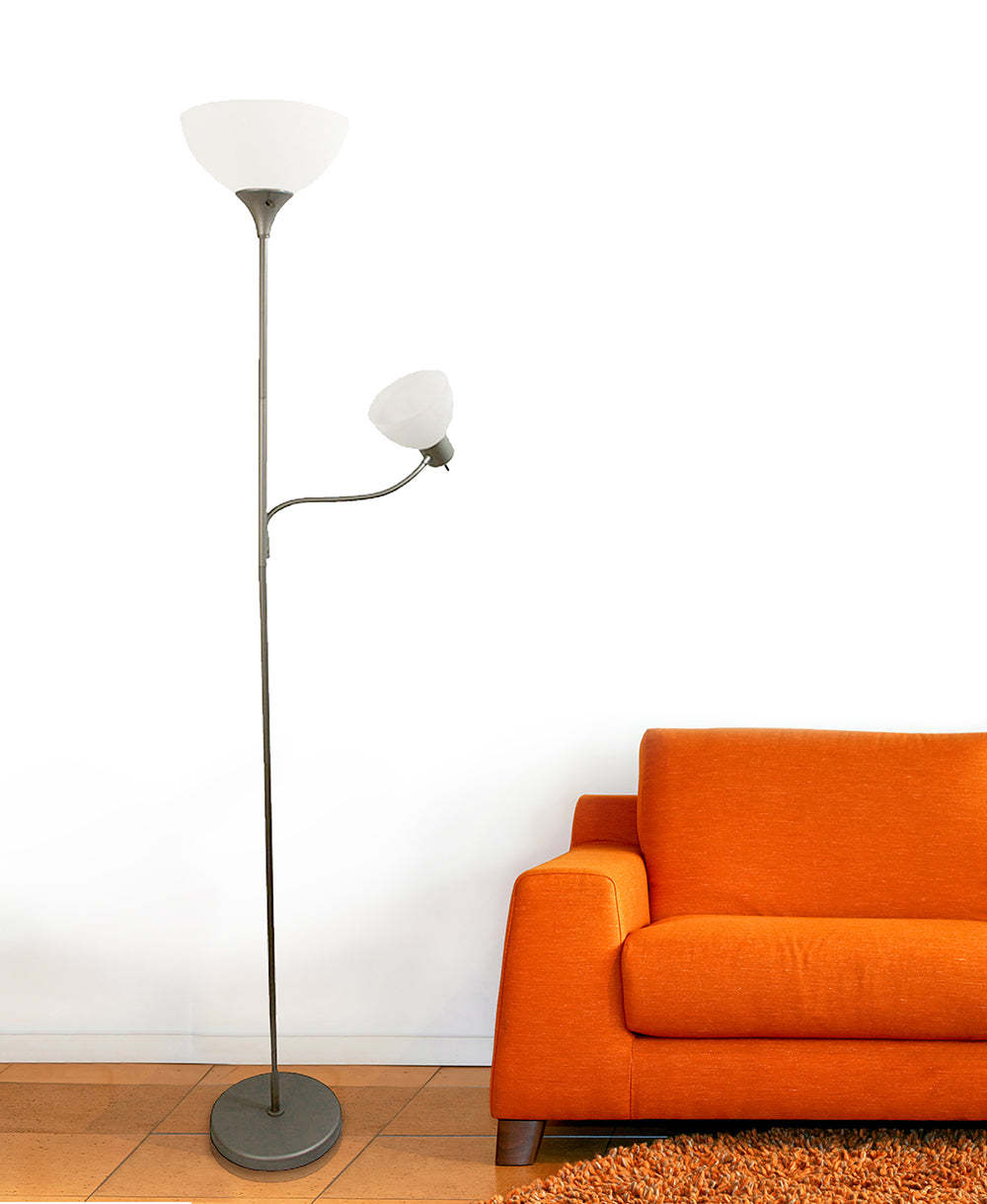 Lampadaire Simple Designs avec Liseuse - Argent|Lampe à pied de Simple Designs avec lumière de lecture - argentée