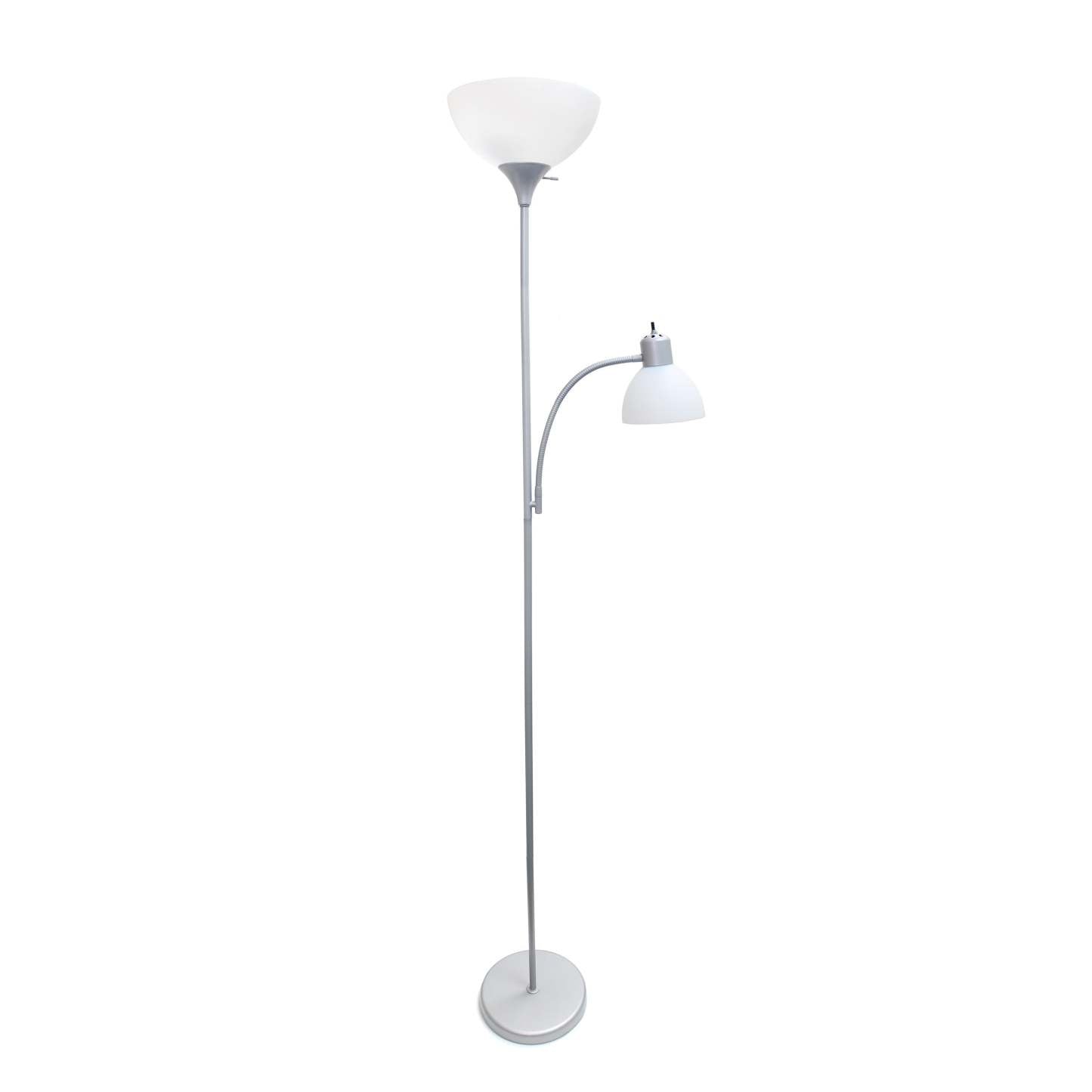 Lampadaire Simple Designs avec Liseuse - Argent|Lampe à pied de Simple Designs avec lumière de lecture - argentée