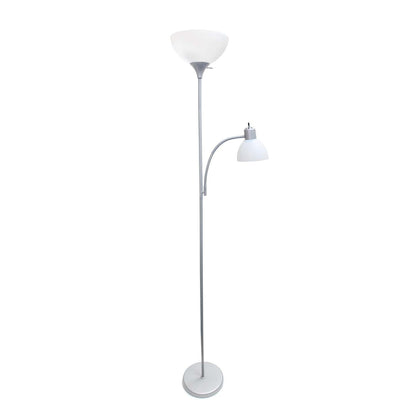 Lampadaire Simple Designs avec Liseuse - Argent|Lampe à pied de Simple Designs avec lumière de lecture - argentée