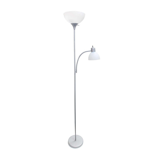 Lampadaire Simple Designs avec Liseuse - Argent|Lampe à pied de Simple Designs avec lumière de lecture - argentée