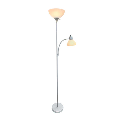 Lampadaire Simple Designs avec Liseuse - Argent|Lampe à pied de Simple Designs avec lumière de lecture - argentée