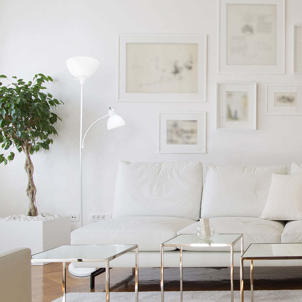 Lampadaire Simple Designs avec Liseuse - Blanc|Lampe à pied de Simple Designs avec lumière de lecture - blanche