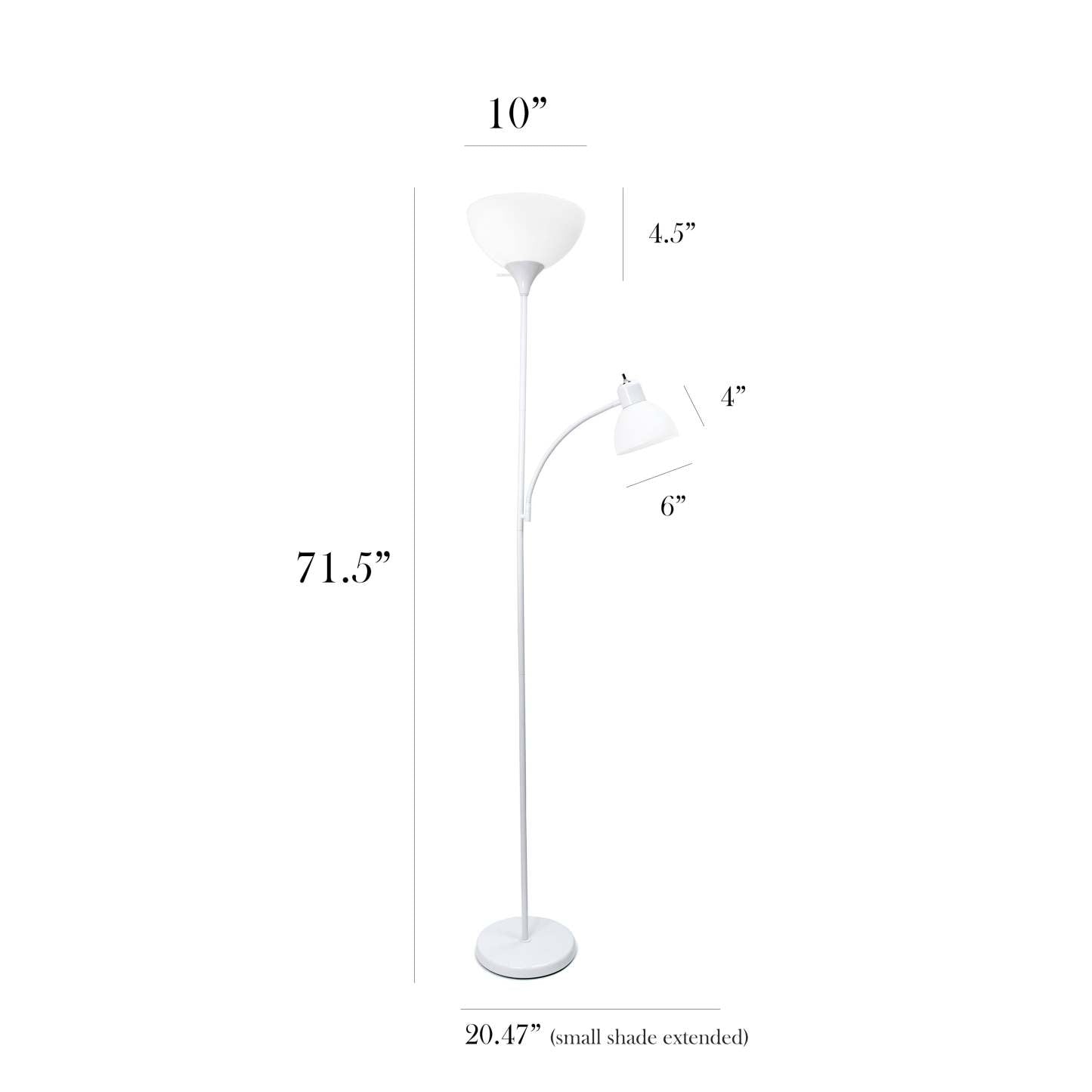 Lampadaire Simple Designs avec Liseuse - Blanc|Lampe à pied de Simple Designs avec lumière de lecture - blanche