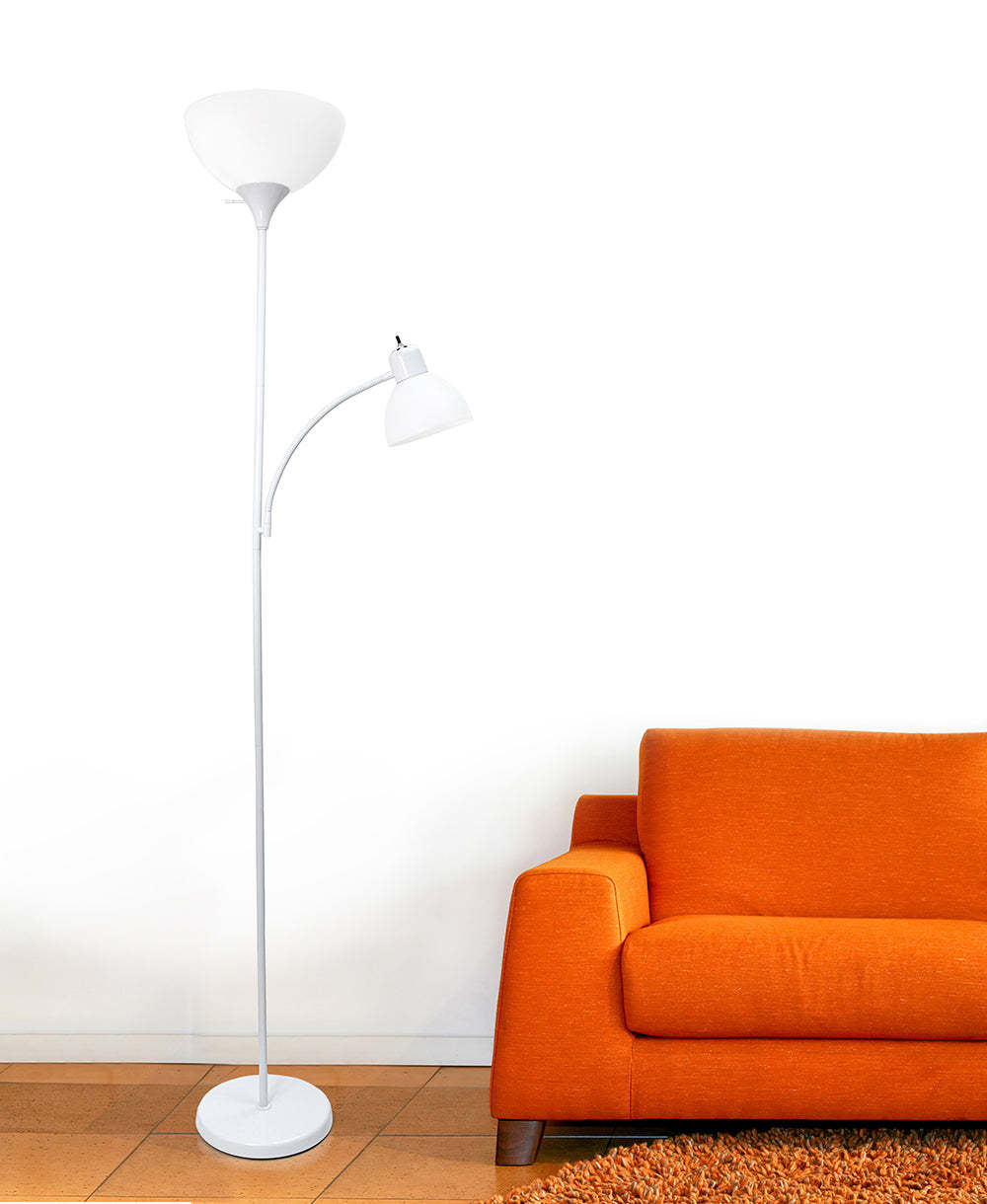 Lampadaire Simple Designs avec Liseuse - Blanc|Lampe à pied de Simple Designs avec lumière de lecture - blanche