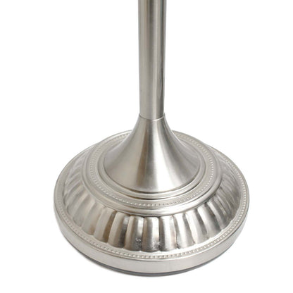 Lampe à pied torchère Elegant Designs à 1 ampoule avec abat-jour en verre marbré blanc, nickel brossé|D21PLLAB