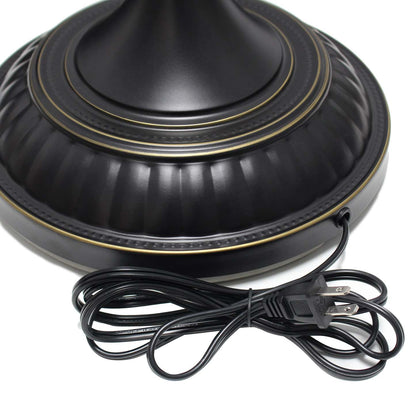 Lampe à pied torchère Elegant Designs à 1 ampoule avec abat-jour en verre marbré blanc, bronze restauré et blanc|D22ANDO9