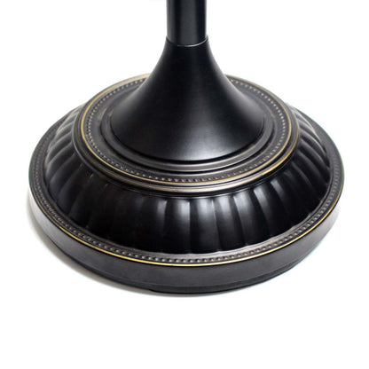 Lampe à pied torchère Elegant Designs à 1 ampoule avec abat-jour en verre marbré blanc, bronze restauré et blanc|D22ANDO9