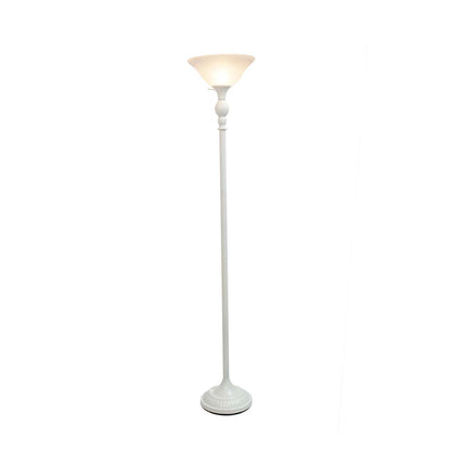 Lampe à pied torchère Elegant Designs à 1 ampoules avec abat-jour en verre marbré blanc, blanc|D21SCP24