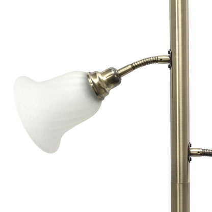 Lampe à pied Elegant Designs à 3 ampoules avec abat-jours en verre festonné, laiton antique|D217ZZQB