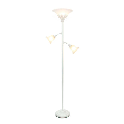 Lampe à pied Elegant Designs à 3 ampoules avec abat-jour en verre festonné, blanc|D21TPB6A