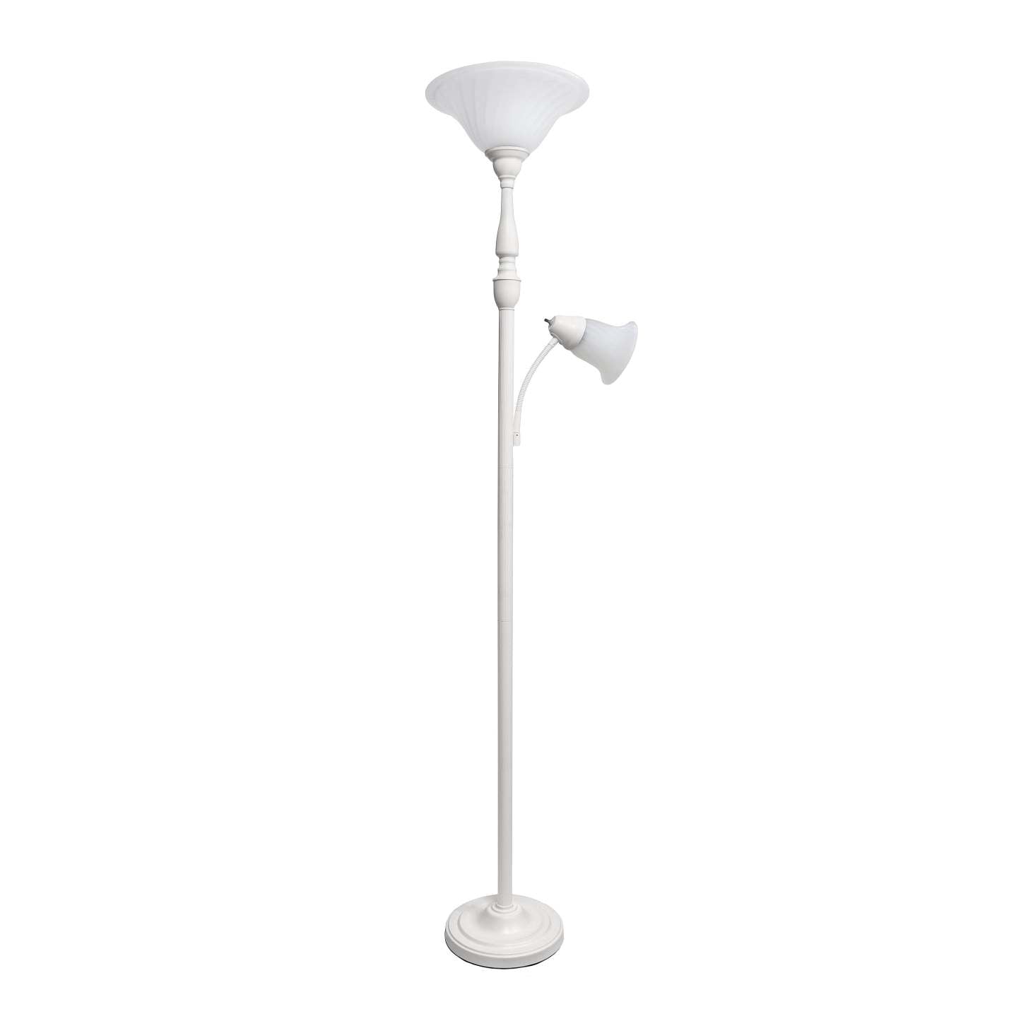 Lampe à pied mère et fille Elegant Designs à 2 ampoules avec verre marbré blanc, blanche|D21WKT4X