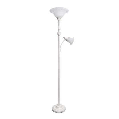 Lampe à pied mère et fille Elegant Designs à 2 ampoules avec verre marbré blanc, blanche|D21WKT4X