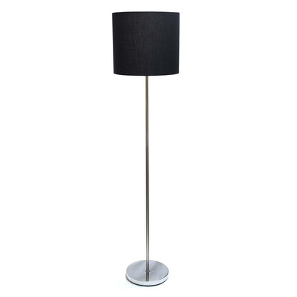 Simple Designs Lampe à pied en nickel brossé avec abat-jour cylindrique, noire|D21D6NSX