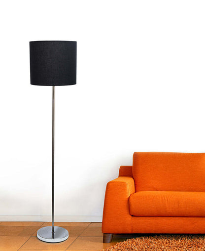 Simple Designs Lampe à pied en nickel brossé avec abat-jour cylindrique, noire|D21D6NSX