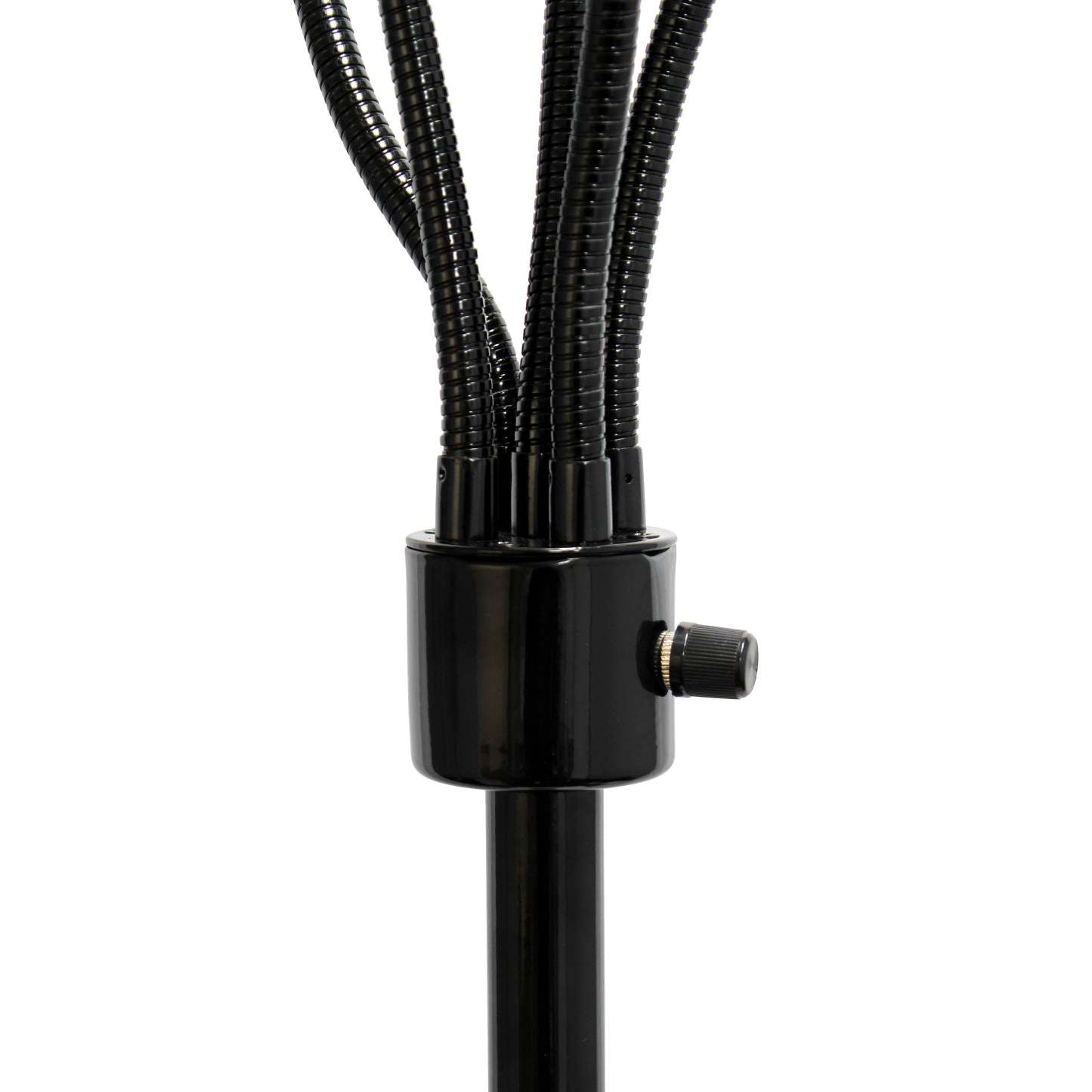 Simple Designs 67 Lampe à pied contemporaine Medusa à plusieurs têtes à 5 ampoules avec col de cygne réglable - noire et blanche