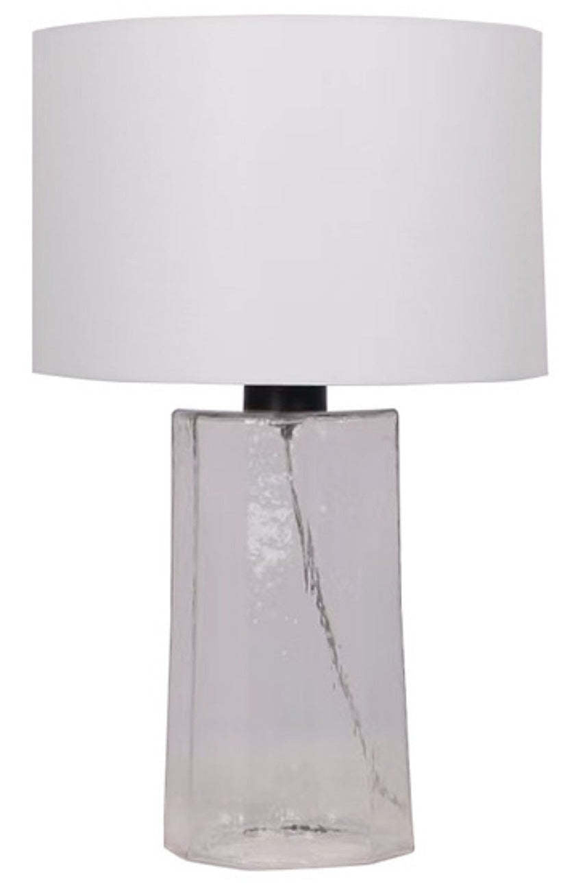 Kort &amp; Co. Clara 24 Lampe de table en verre et laiton antique transparent | Lampe de table Clara de Kort &amp; Co. de 24 po en verre transparent laiton antique