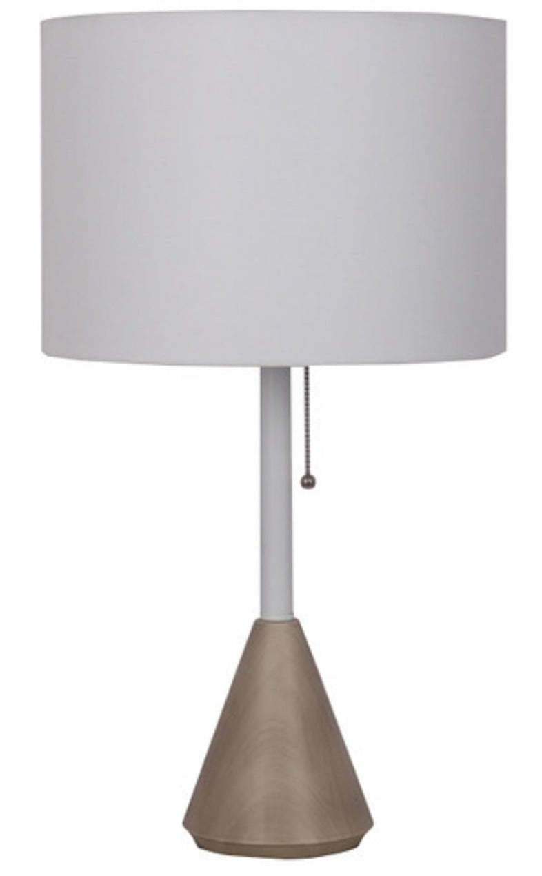 Kort &amp; Co. Freya 24,5 Lampe de table en métal blanc et grain de bois | Lampe de table Freya de Kort &amp; Co. de 24,5 po en métal, blanche et grain de bois