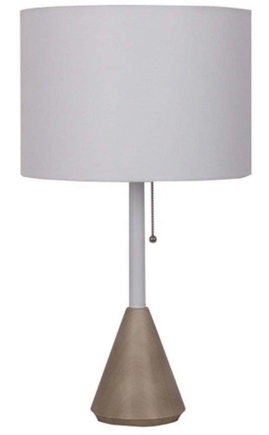 Kort &amp; Co. Freya 24,5 Lampe de table en métal blanc et grain de bois | Lampe de table Freya de Kort &amp; Co. de 24,5 po en métal, blanche et grain de bois