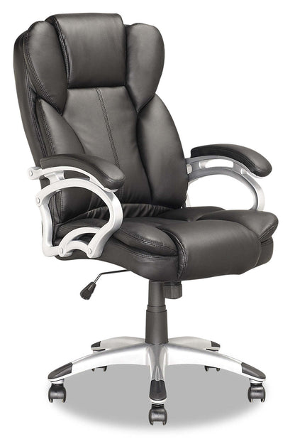 Lodwig 26 Deluxe Office Chair - Black Faux Leather|Chaise de bureau de luxe Lodwig de 26 po - similicuir noir