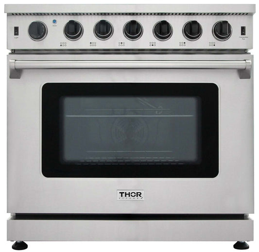 Cuisine Thor 36 6,0 Cu. Fort. Cuisinière à gaz autoportante - LRG3601U-SS|Cuisinière amovible à gaz 36 po Thor Kitchen de 6,0 pi³ – LRG3601U-SS|LRG3601S