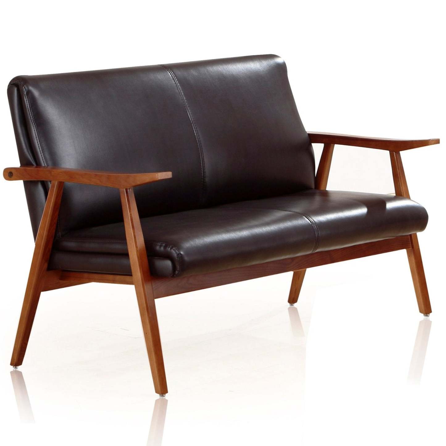 Causeuse Archduke de Manhattan Comfort de 51,2 po en similicuir - noir et ambre