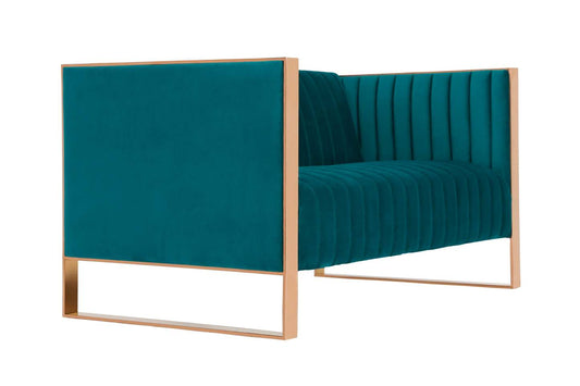 Causeuse Trillium de Manhattan Comfort de 57,48 po en velours - bleu turquoise et doré
