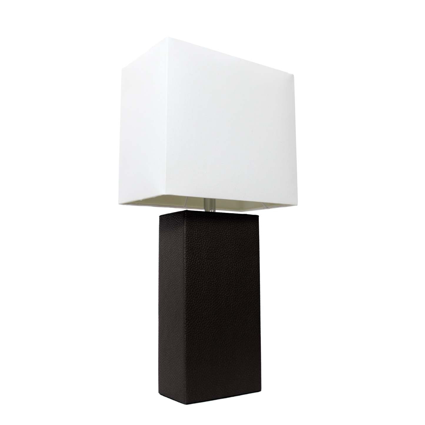 Lampe de table moderne Elegant Designs en cuir avec abat-jour en tissu blanc | D213V799