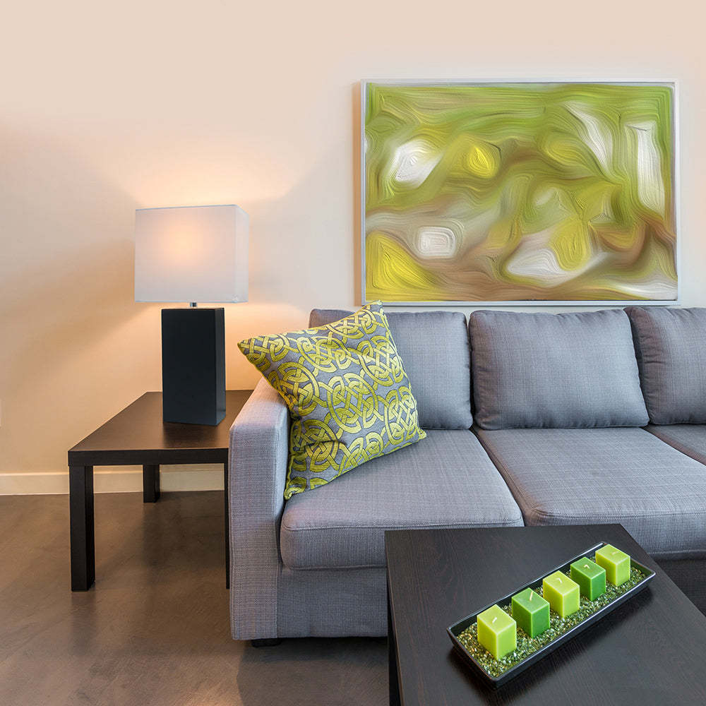 Lampe de table moderne Elegant Designs en cuir avec abat-jour en tissu blanc | D213V799