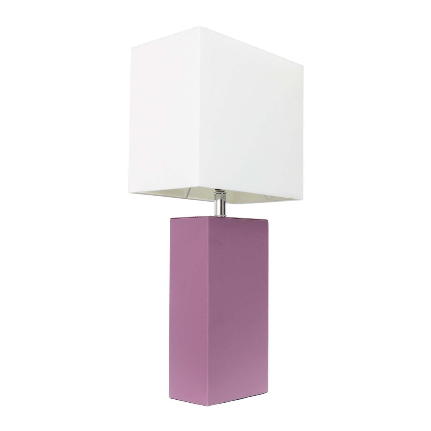 Lampe de table moderne Elegant Designs en cuir avec abat-jour en tissu blanc - Violet | D21X2YEK