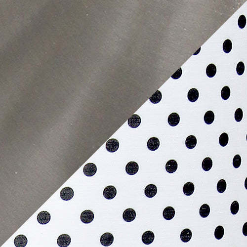 Lampe de table conique Simple Designs avec abat-jour tambour en tissu à pois - Nickel brossé|Lampe de table effilée de Simple Designs avec abat-jour cylindrique en tissu à pois - nickel brossé