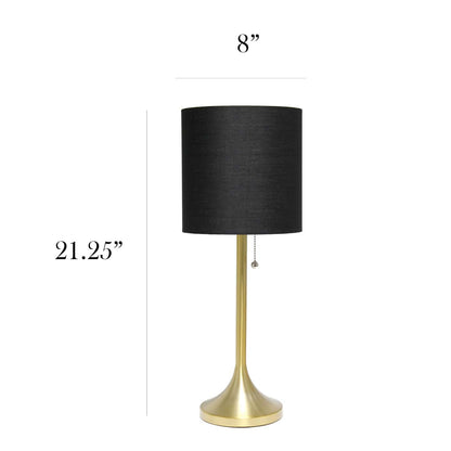Simple Designs Tapered Table Lamp with Black Fabric Drum Shade - Gold|Lampe de table effilée de Simple Designs avec abat-jour cylindrique en tissu noir - doré