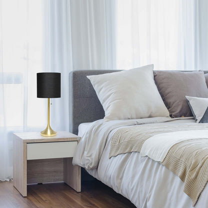 Simple Designs Tapered Table Lamp with Black Fabric Drum Shade - Gold|Lampe de table effilée de Simple Designs avec abat-jour cylindrique en tissu noir - doré