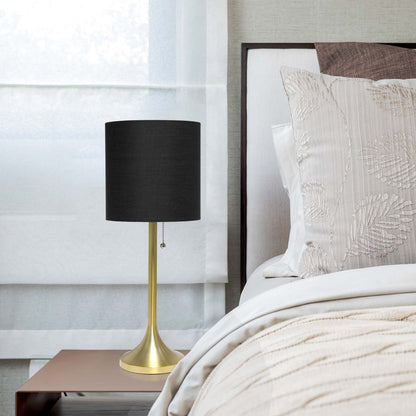 Simple Designs Tapered Table Lamp with Black Fabric Drum Shade - Gold|Lampe de table effilée de Simple Designs avec abat-jour cylindrique en tissu noir - doré
