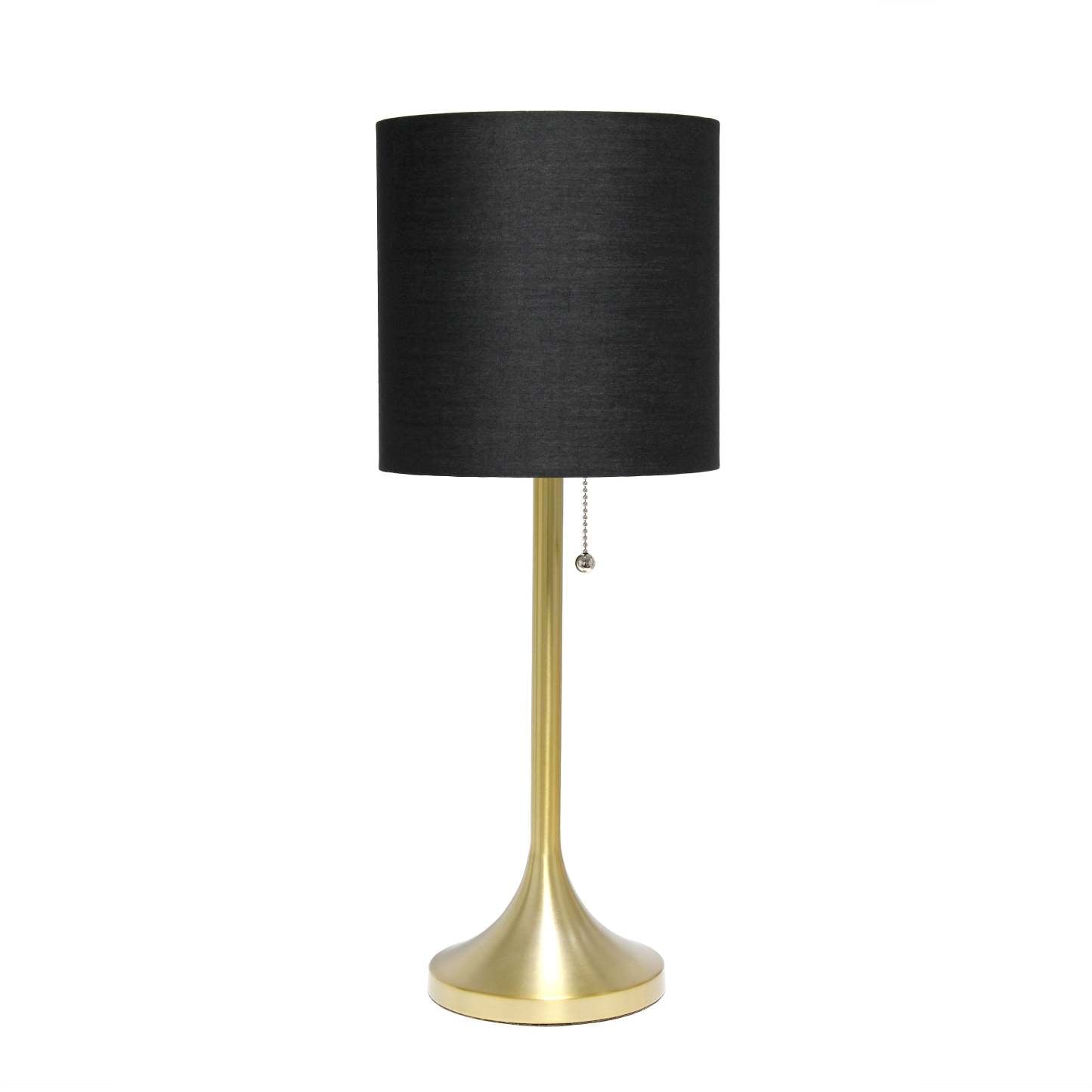 Simple Designs Tapered Table Lamp with Black Fabric Drum Shade - Gold|Lampe de table effilée de Simple Designs avec abat-jour cylindrique en tissu noir - doré