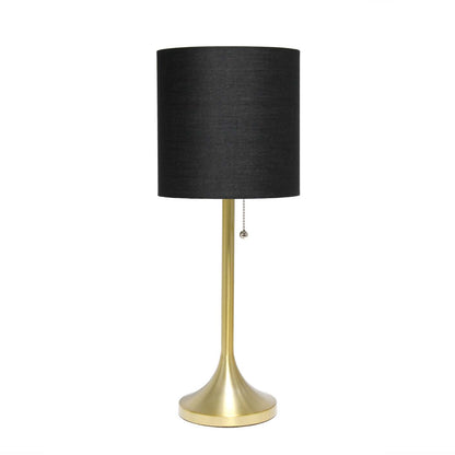 Simple Designs Tapered Table Lamp with Black Fabric Drum Shade - Gold|Lampe de table effilée de Simple Designs avec abat-jour cylindrique en tissu noir - doré