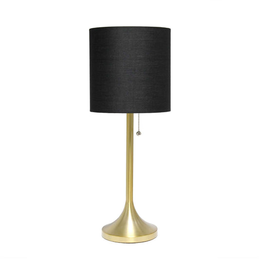 Simple Designs Tapered Table Lamp with Black Fabric Drum Shade - Gold|Lampe de table effilée de Simple Designs avec abat-jour cylindrique en tissu noir - doré